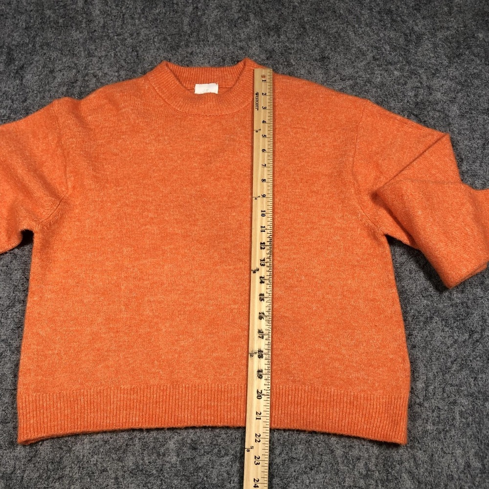 H&M Sweater Womens XS Orange Crewneck Tight Knit Pullover Stretch Long Sleeve - Picture 9 of 16